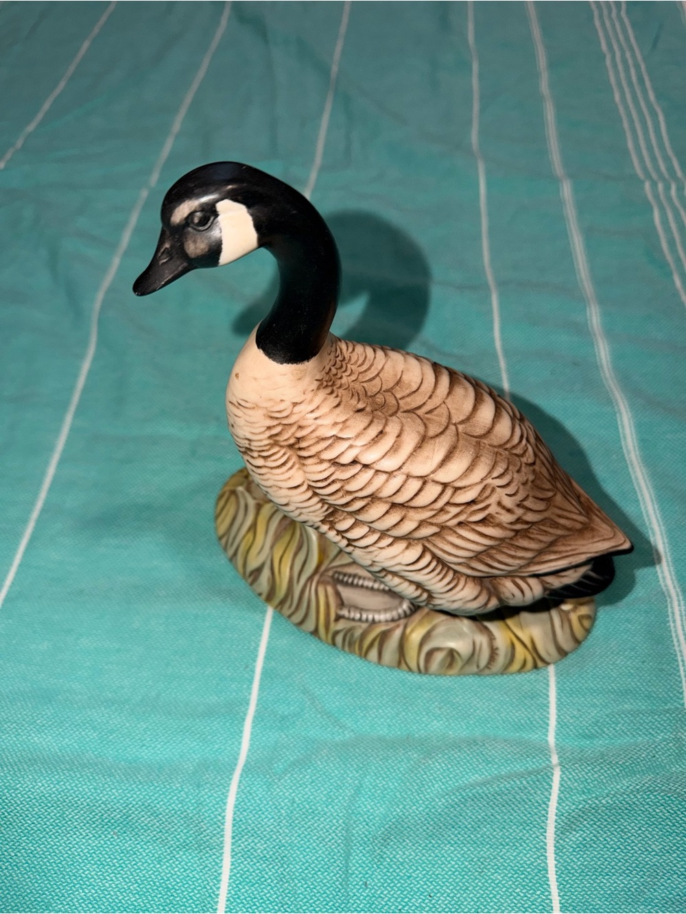 Hand-Painted Canada Goose Figurine in Black and Cream